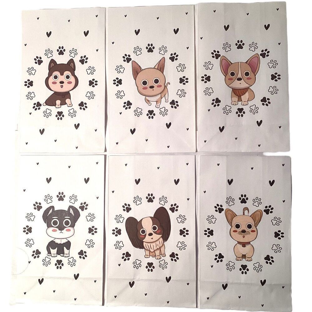 50 Pack Party Favor Sacks Paper Lunch Bags Puppy Dog Decor